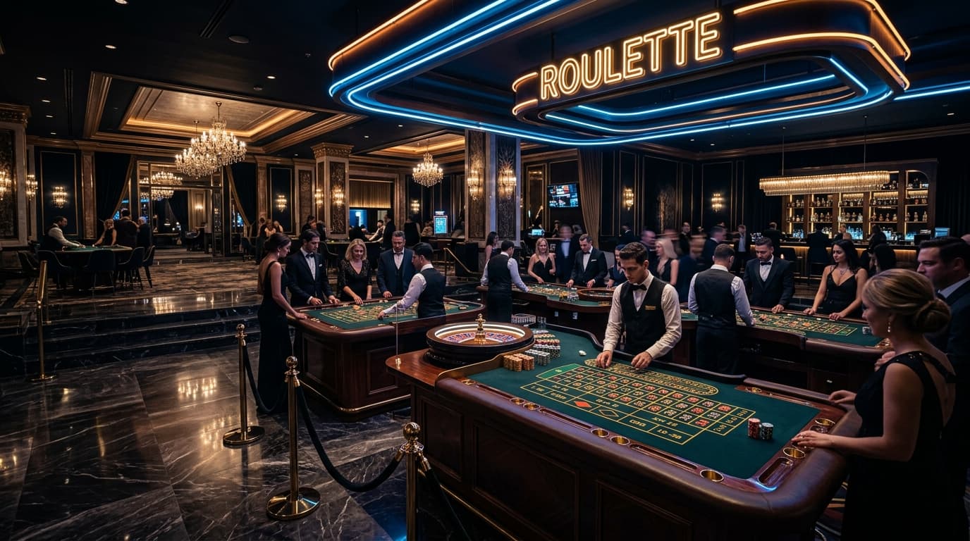 Casino floor imagery used to compare live dealer games and slots