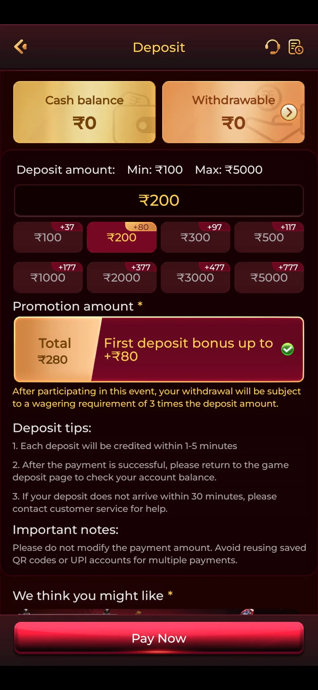 IN7 app screenshot showing casino promotions